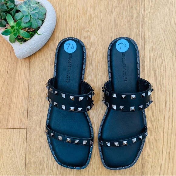 Sincerely Jules Women’s Studded Double Banded Sandal SZ 7.5 - Picture 2 of 5